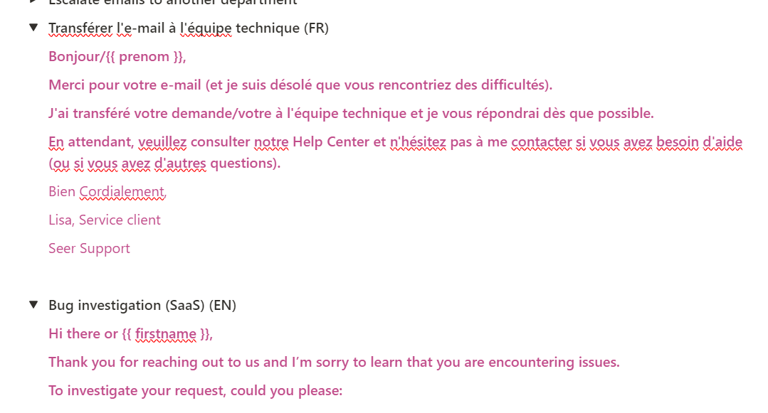 custom email template for a customer support service